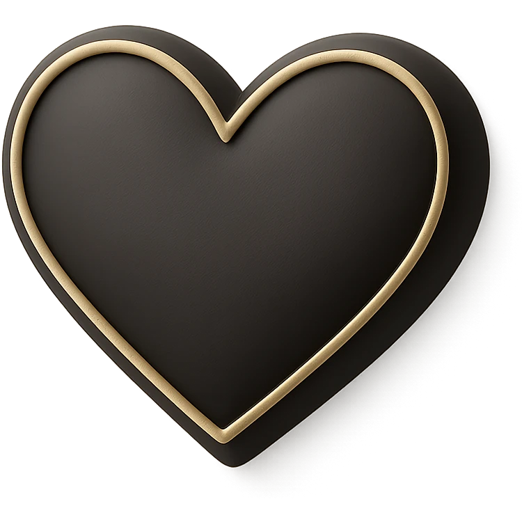 elegant heart icon with soft matte finish and antique gold details emoji