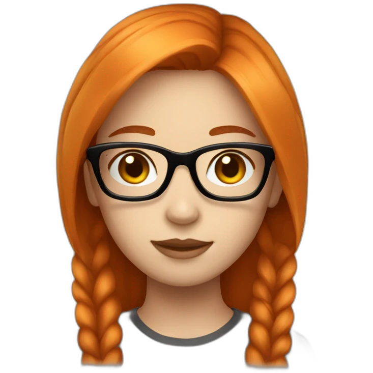 Girl brown orange hair and white skin with glasses emoji