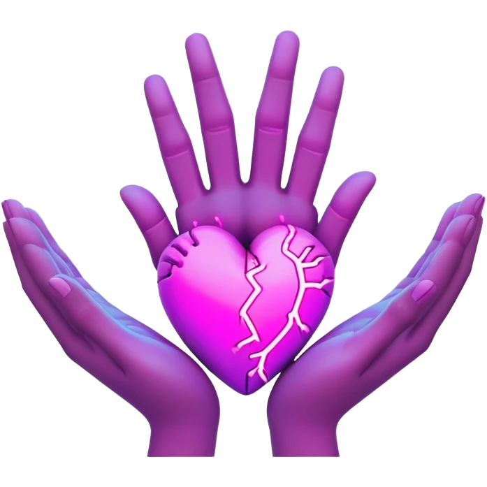 Neon cyberpunk style 
heart made of  hands emoji