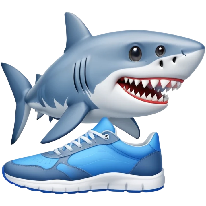 Shark with three feet wearing blue sneakers emoji