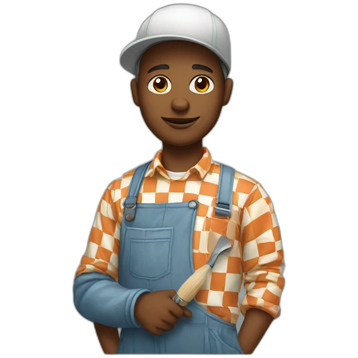 painter with checkerboard shirt emoji