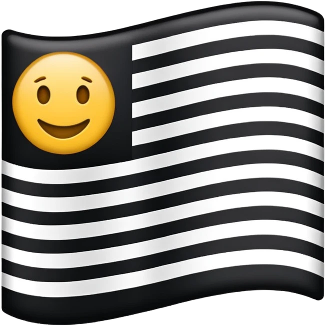 Two colored flag, white on top and black on bottom. Right in the middle. emoji
