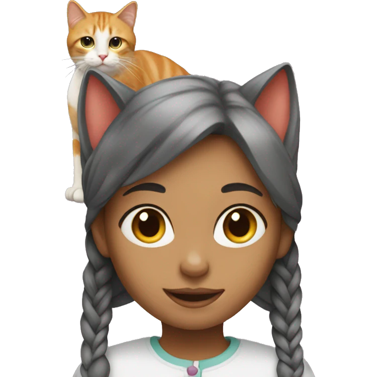 Girl and cat emoji