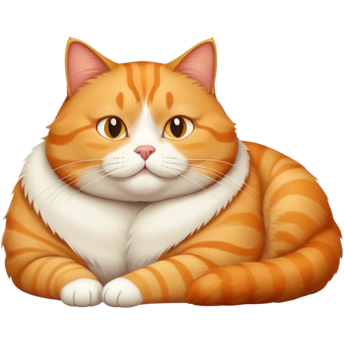 Fat lazy cat lounging emoji