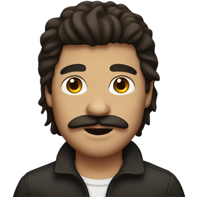 dark brown mullet guy with moustache emoji