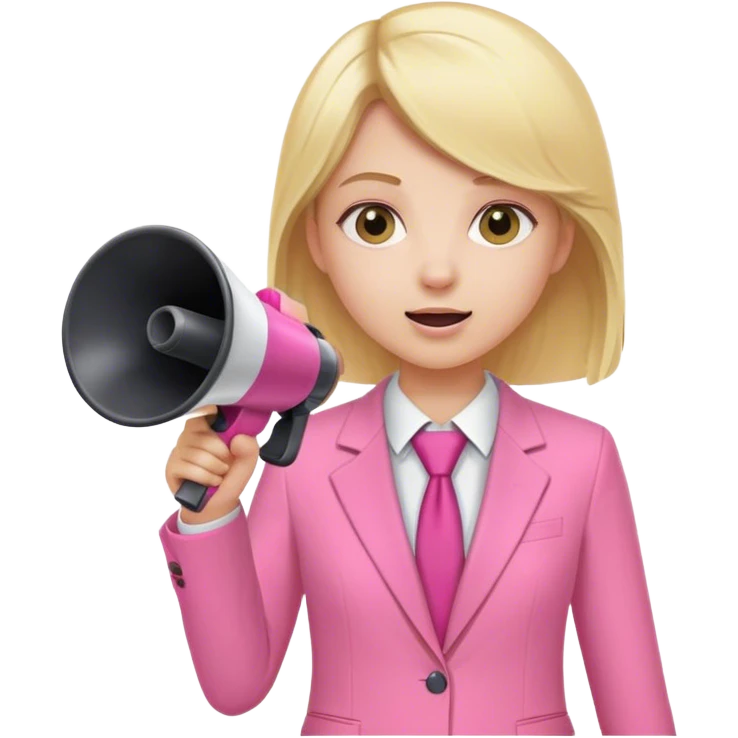Blond girl pink suit mégaphone  emoji