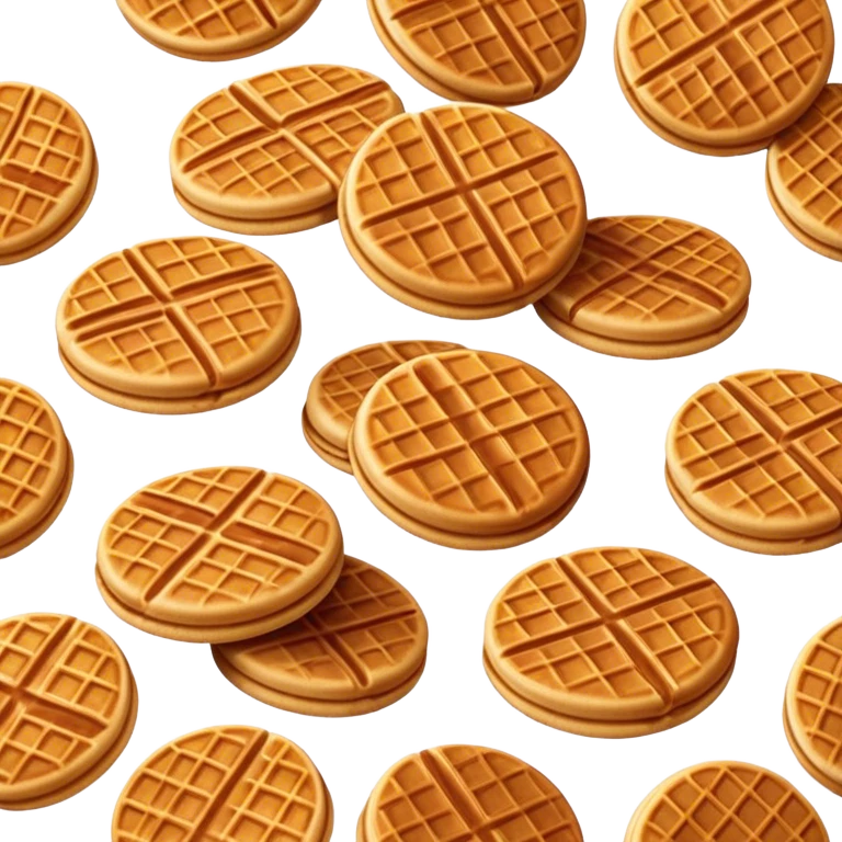 Cinematic Realistic Stroopwafel Dessert Emoji, depicted as a delicate caramel-filled waffle cookie rendered with crisp textures and warm, inviting lighting. emoji