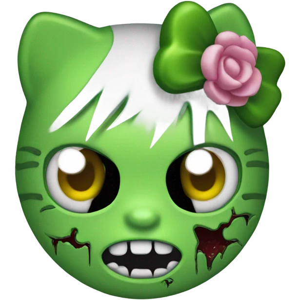 Green zombie hello kitty emoji