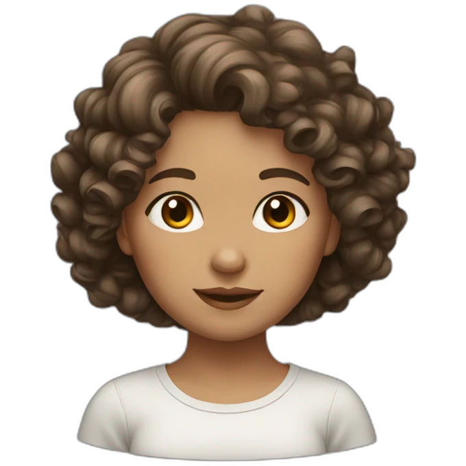 A girl with gray eyes and curly brown hair emoji