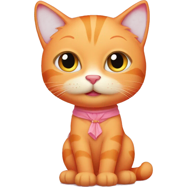 Orange cat with a pink dress aesthetic  emoji
