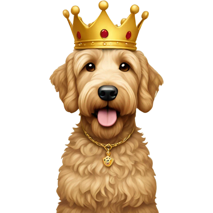 Goldendoodle with a crown emoji