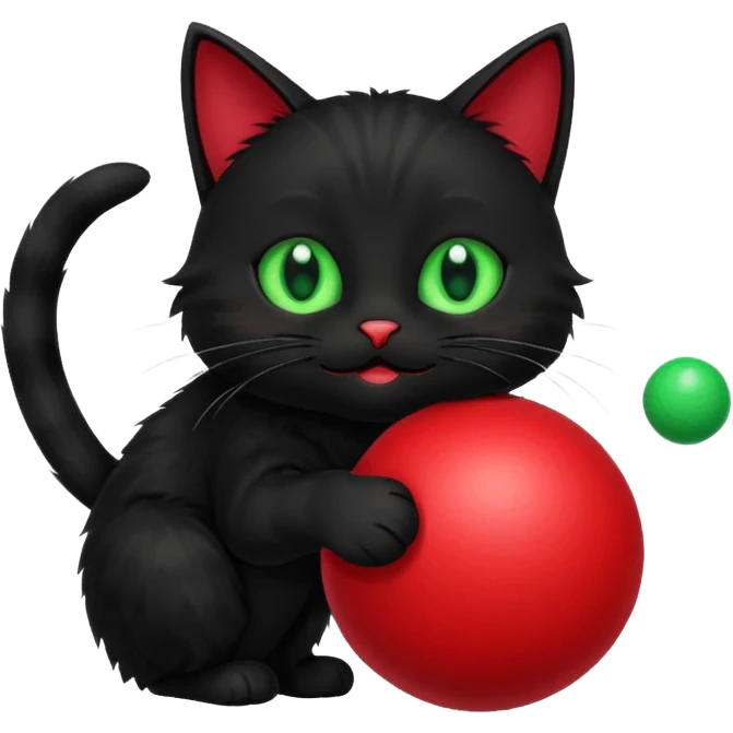 happy black cat playing with ball emoji