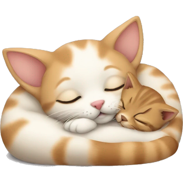 Kitten sleeping with puppy emoji