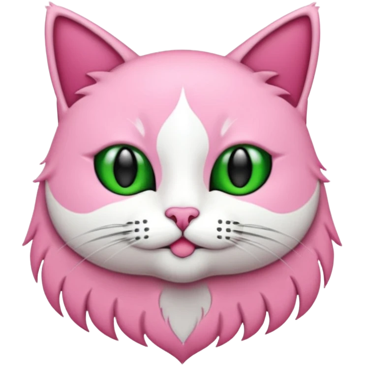 Bir siyah renkli kedi gözleri yeşil ve oturuyor boynunda pembe tasma var emoji