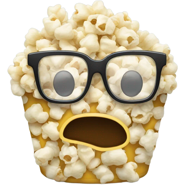 A piece of popcorn with glasses  emoji
