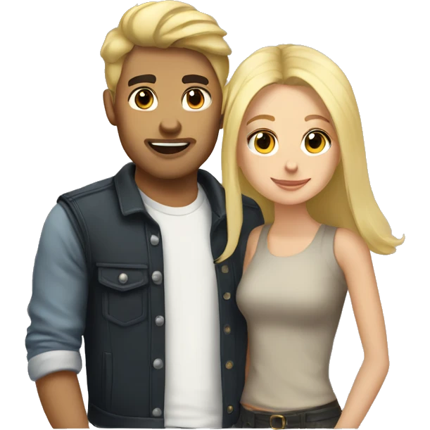 Blonde boyfriend and brunette girlfriend emoji