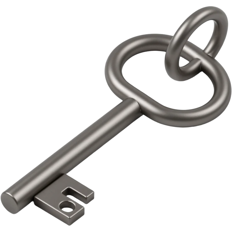 shiny metal key icon, skeuomorphism style emoji