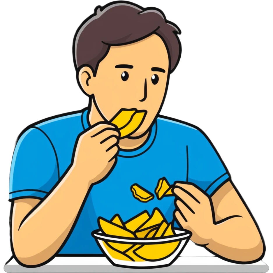 man eating chips emoji