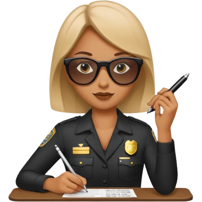 Police writing ticket with sunglasses on, female emoji