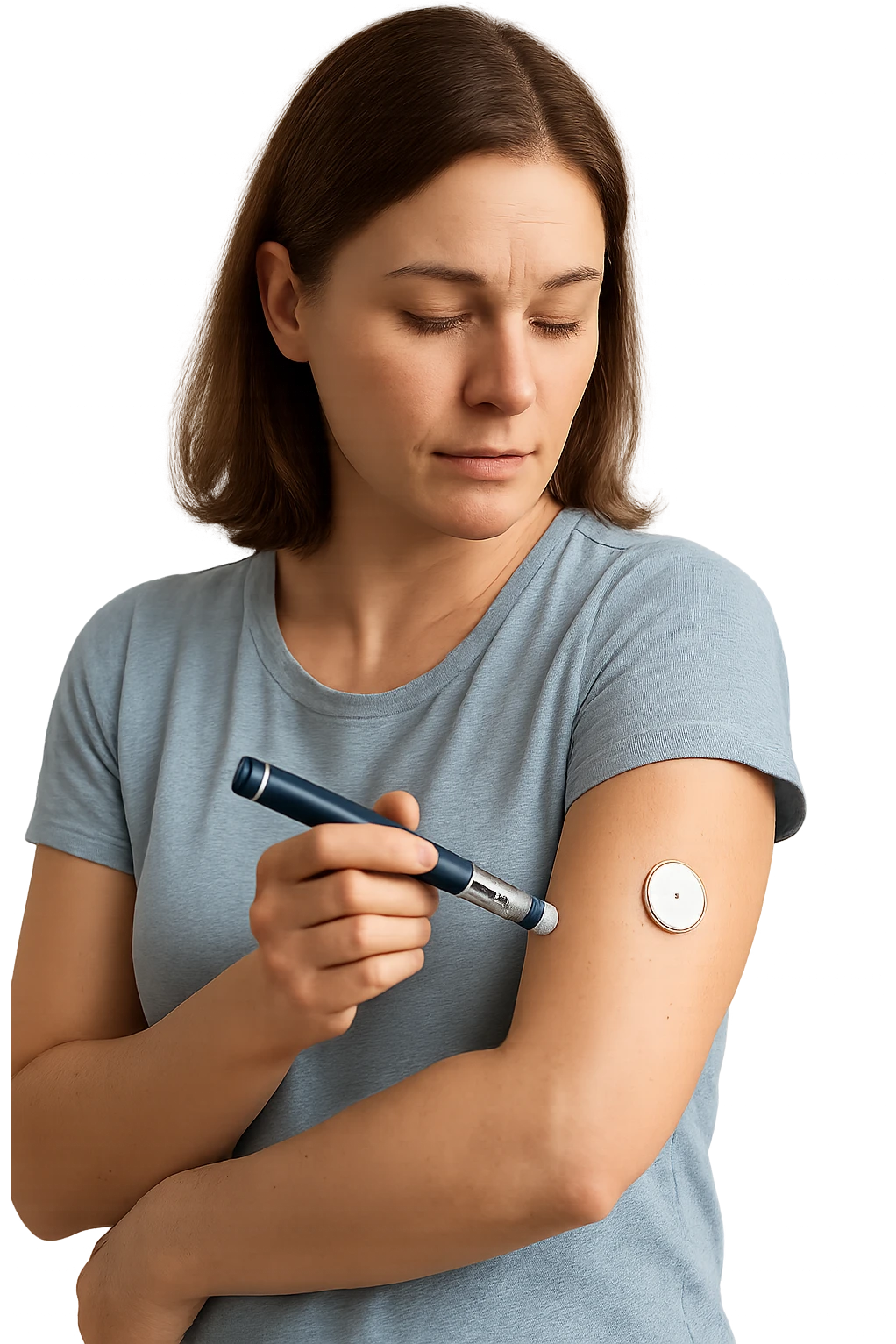 Donna che controlla la sua insulina immagine reale emoji