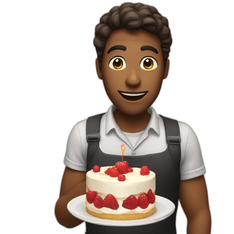 Some clever person eating a cake emoji