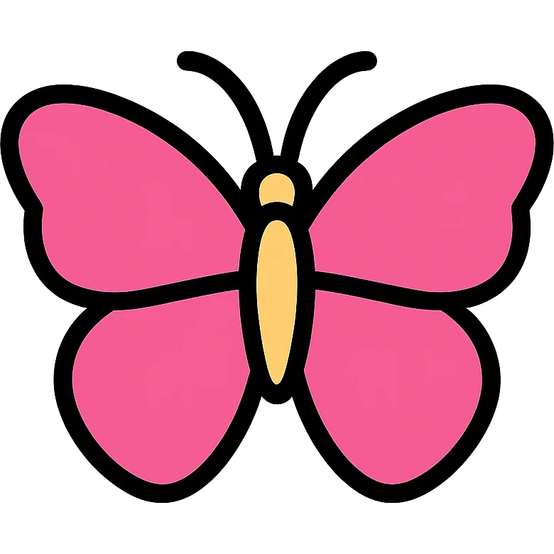 pink butterfly icon with color outline emoji