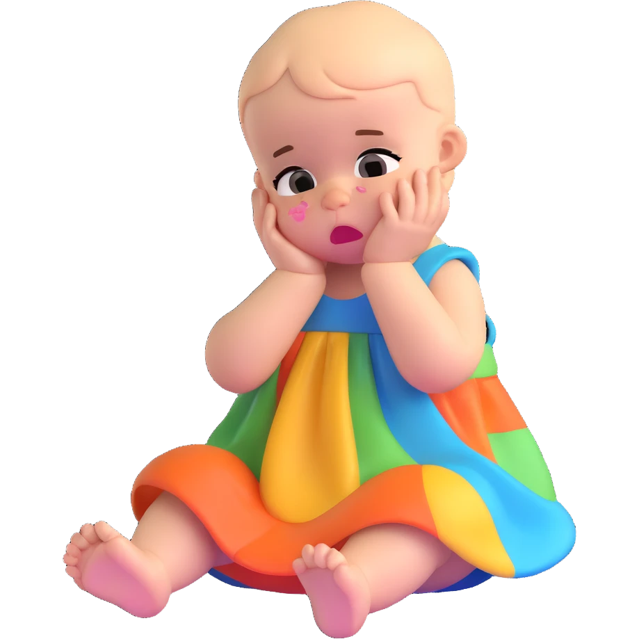 crying baby in colorful dress emoji