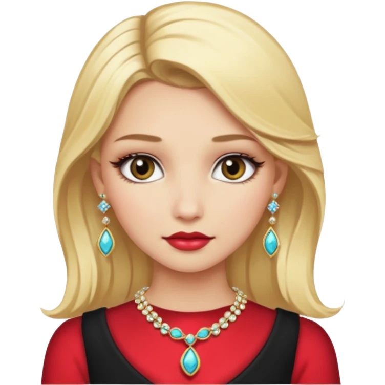 fancy blonde hair girl with makeup and jewellery emoji