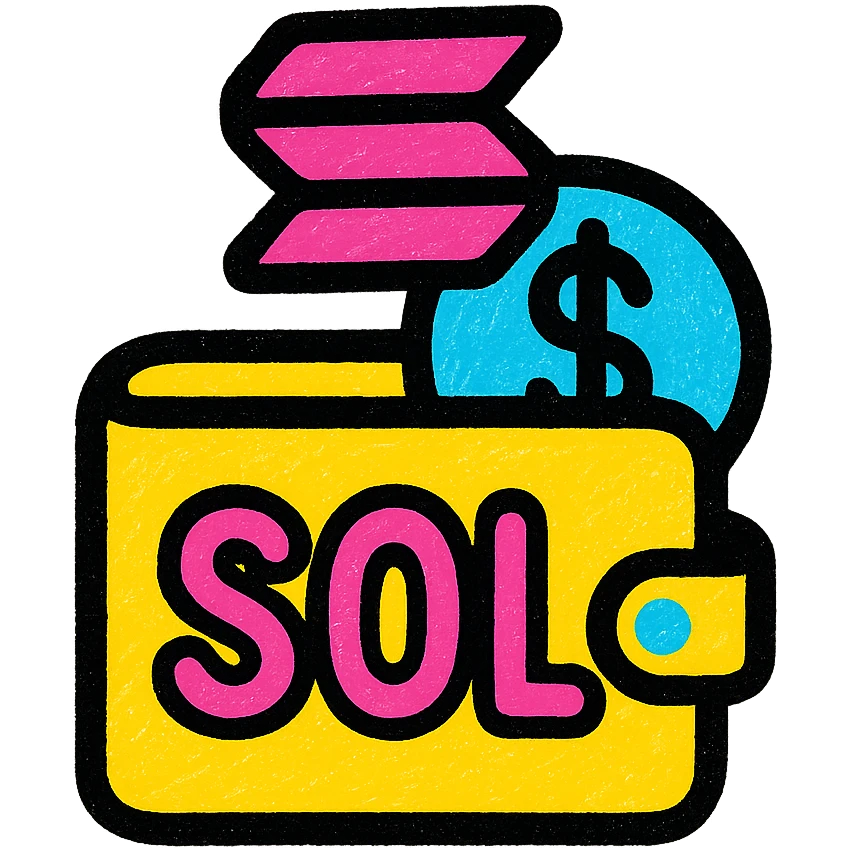 A logo for a solana wallet balance tracker in the macos menubar emoji