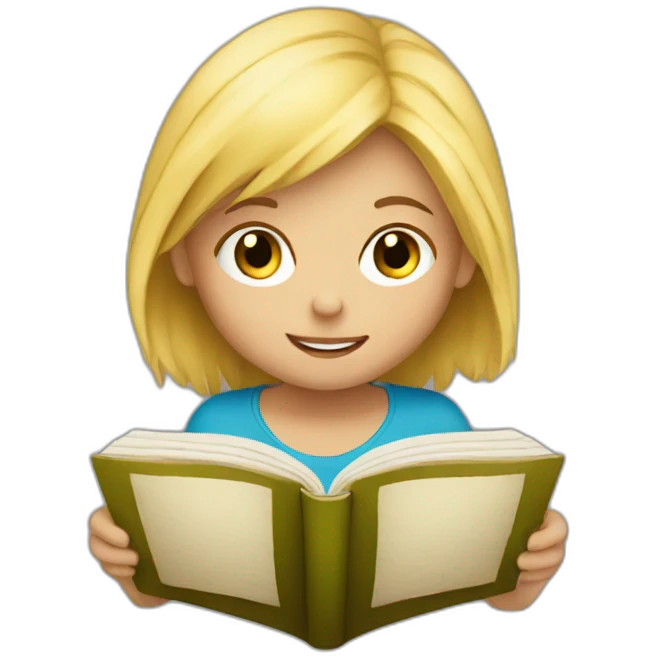 a blonde kid reading a book emoji
