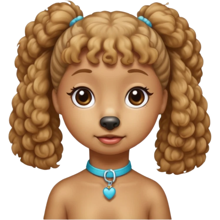 Mini poodle with Asia ponytail hair girl say goodbye emoji