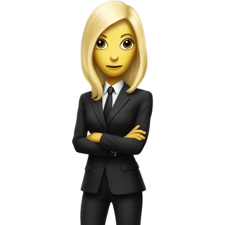 a blonde reptilian alien woman as men in black, full body emoji