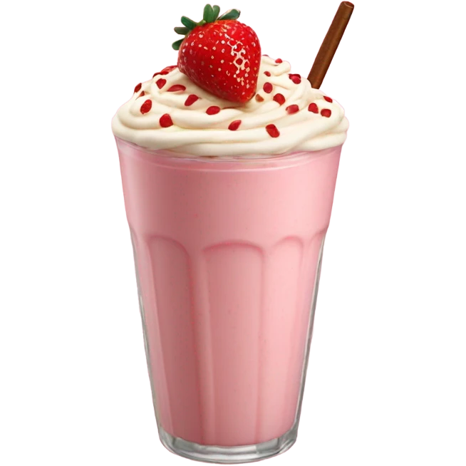 Strawberry shake with strawberry pocky toppings emoji