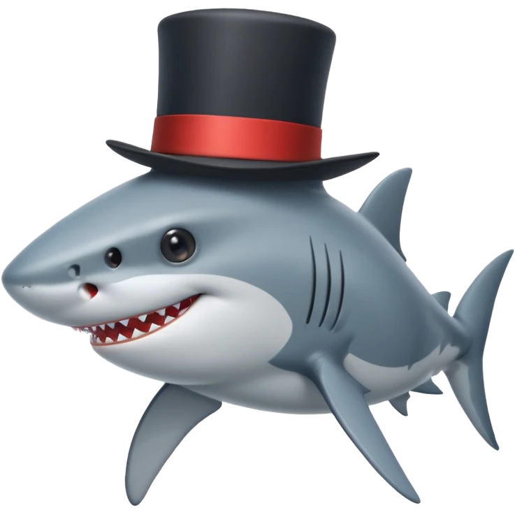 Shark with a top hat emoji