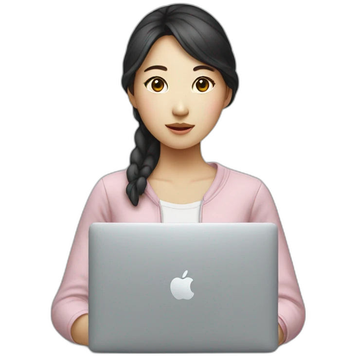 Korean girl with macbook emoji