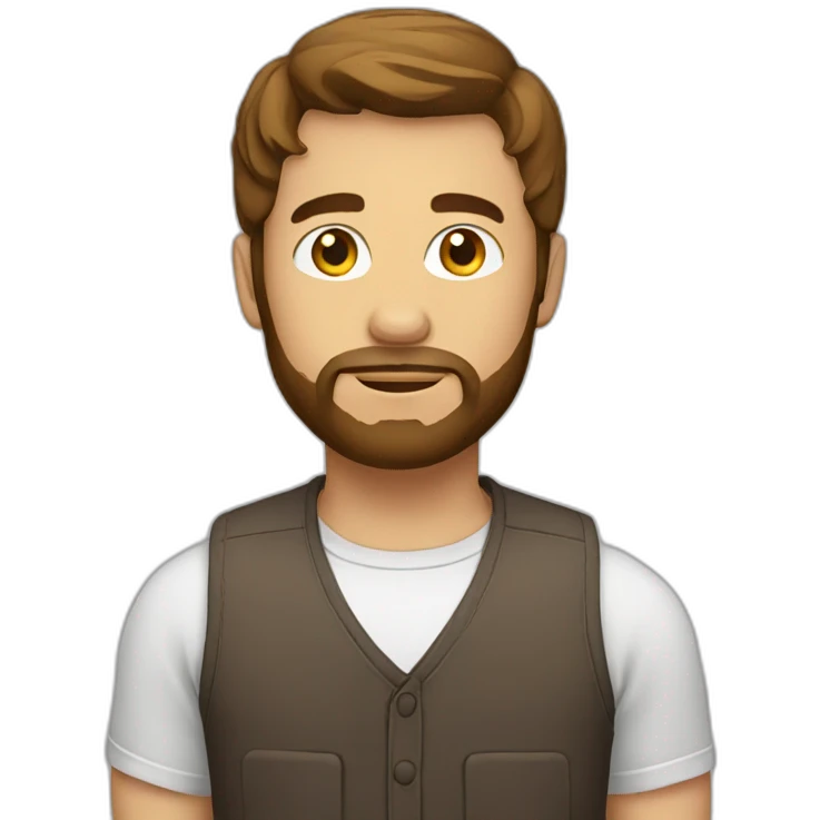 man with round face short brown hair beard emoji