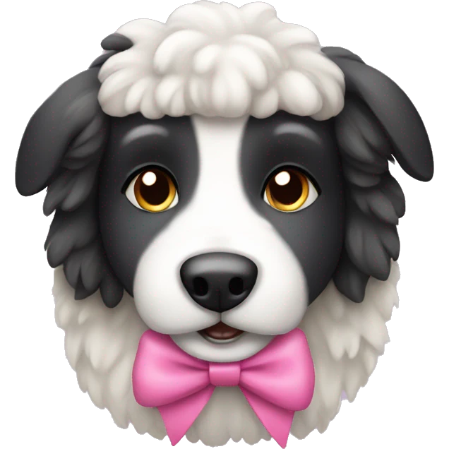 sheepdog with a pink bow emoji