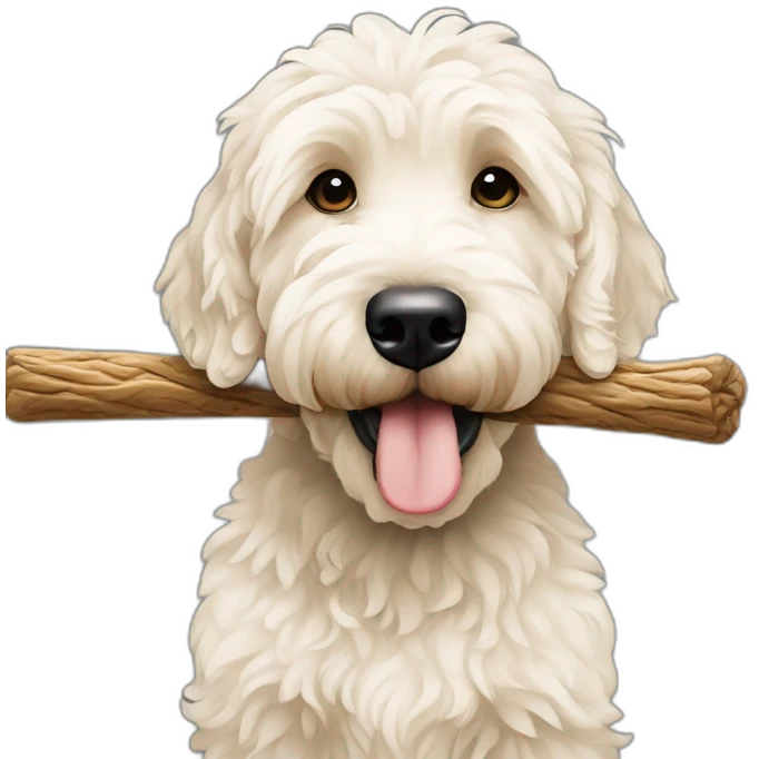 goldendoodle chewing on stick emoji