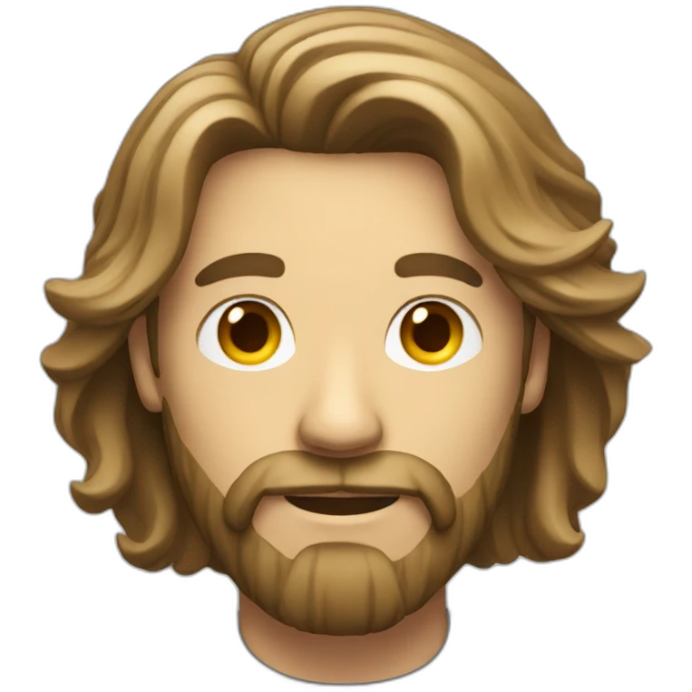 Man with long hair and beard behind a camera emoji