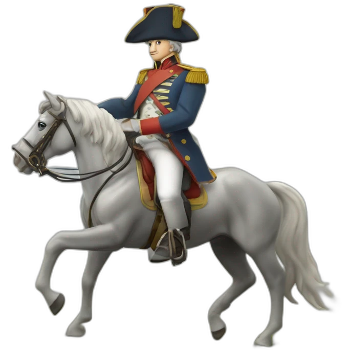 napoléon sur son cheval blanc vaillant sur un champ de batille emoji