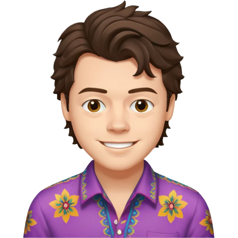 une joli personne qui ressemble a harry styles, avec beaucoup de details qui sourit emoji