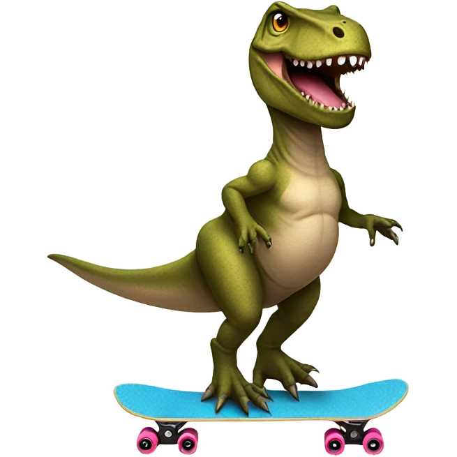Trex riding a skateboard wearing a tutu emoji