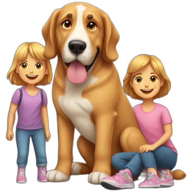 big dog with kids emoji