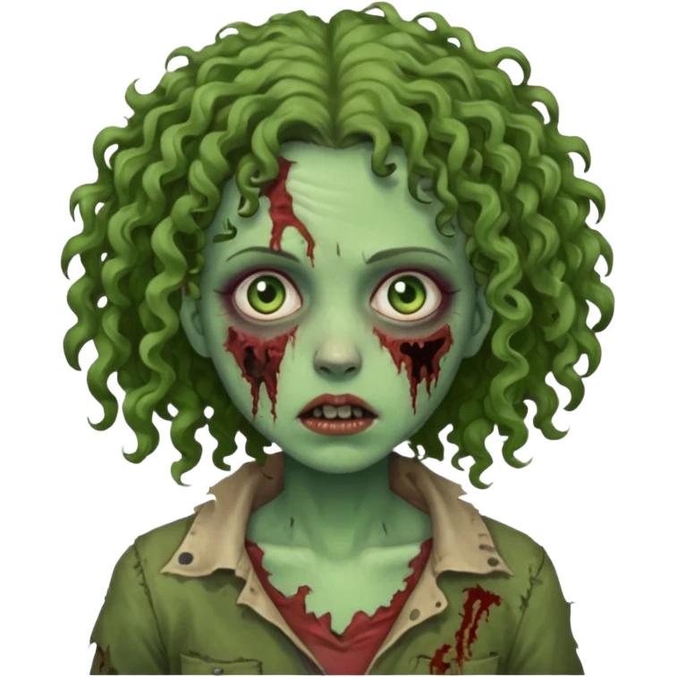 woman curly haired zombie emoji