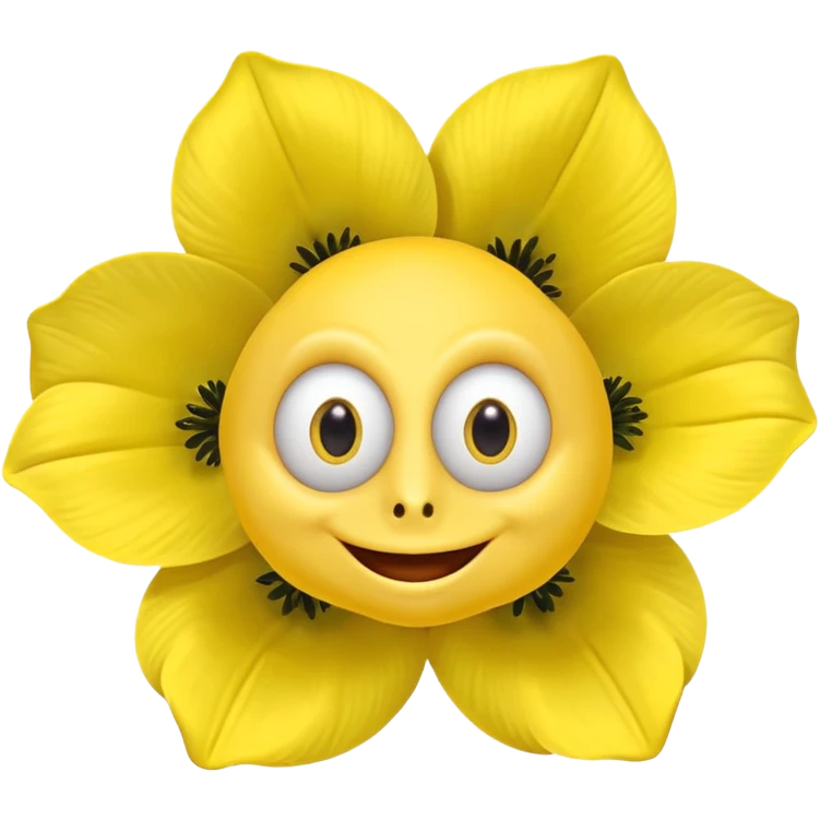five leaved yellow anemone eyes mouth emoji
