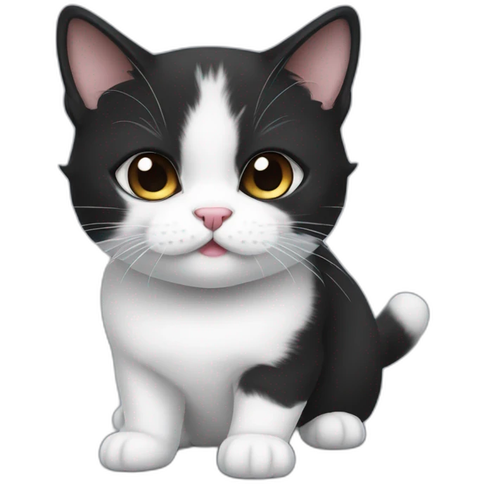 Black and white munchkin cat with a sassy attitude emoji