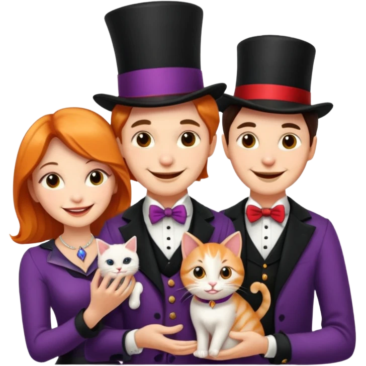 magician couple and their pet cat emoji
