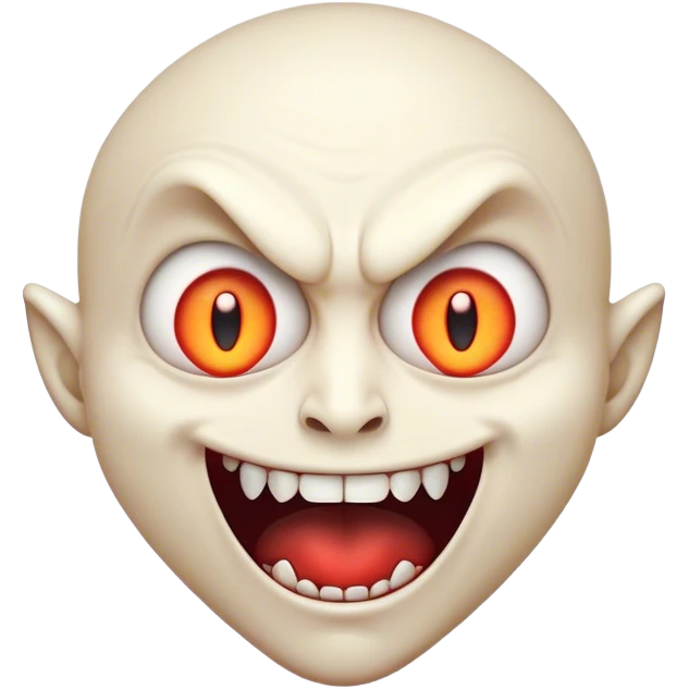 Cinematic Comical Vampire Portrait Emoji, with a sharply stylized, slightly caricatured pale face accented with exaggerated fangs and overly dramatic wide eyes filled with comic shock, head tilted in a hilariously startled pose, simplified yet amusingly detailed, glowing with a soft mysterious glow and a playful outline capturing the quirky humor of a vampire in disbelief! emoji