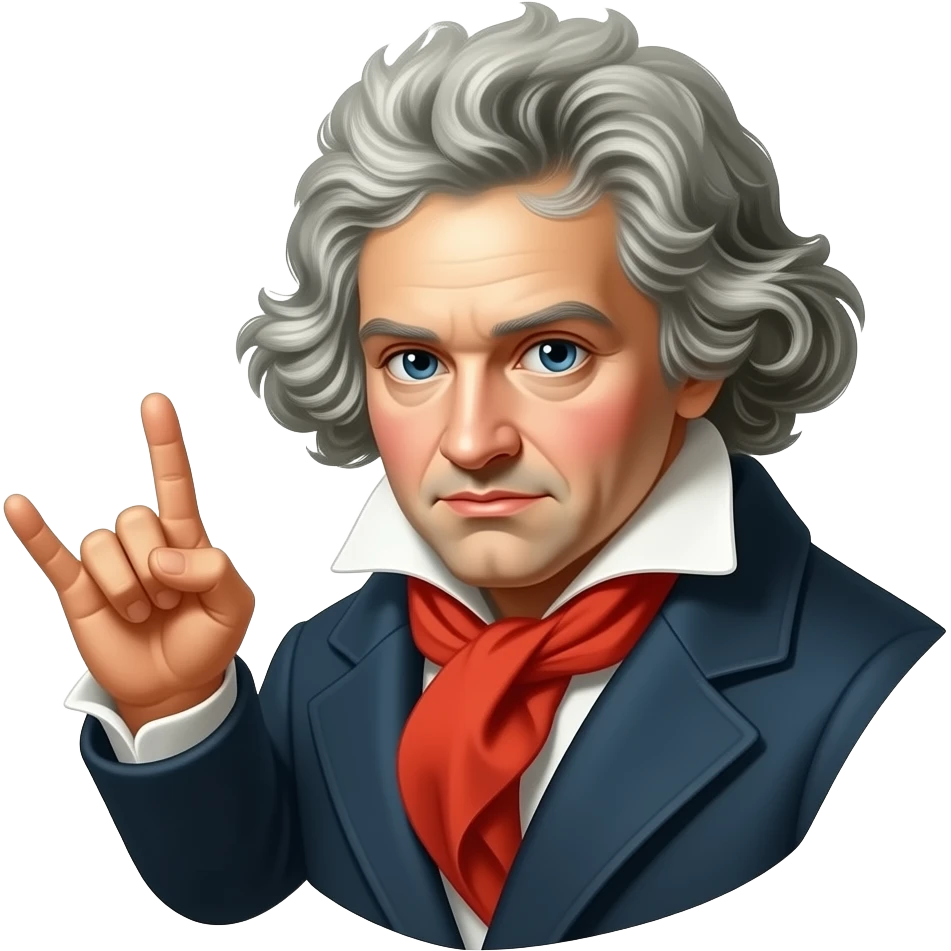 Ludwig van Beethoven with 🤘 emoji