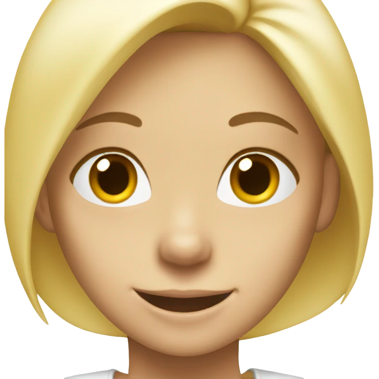 Blonde girl smile in white t-shirt emoji